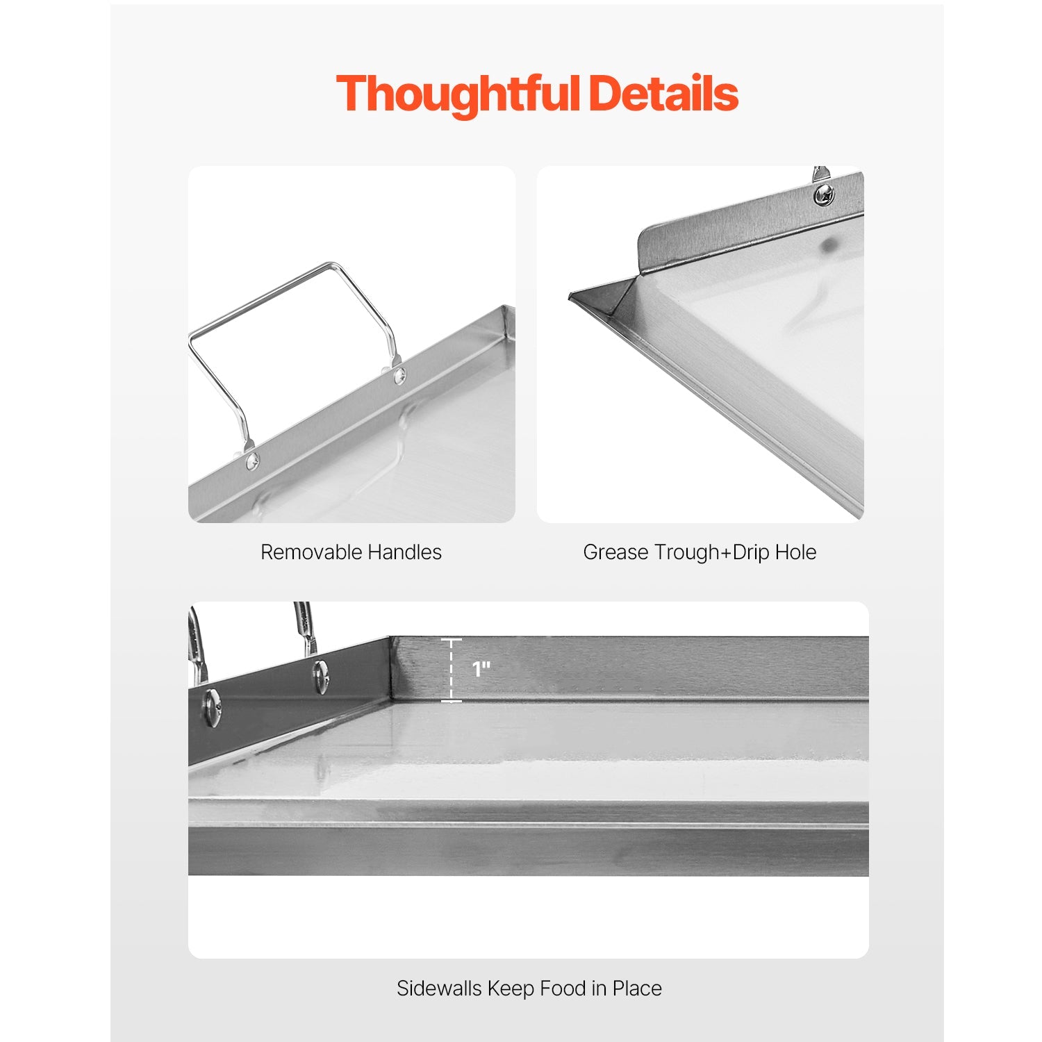 Flat top grill pan 23x16 in by HouseOfZazla with removable handles and grease trough on Tampa Home & Garden Store