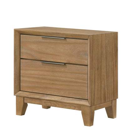 1 Piece 2 Drawer Nightstand - Natural Wood, Unique Piece Furniture accent with metal pulls on Tampa Home & Garden Store