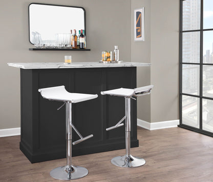 White adjustable bar stools with swivel and footrest, 2 stools with chrome bases on Tampa Home & Garden Store