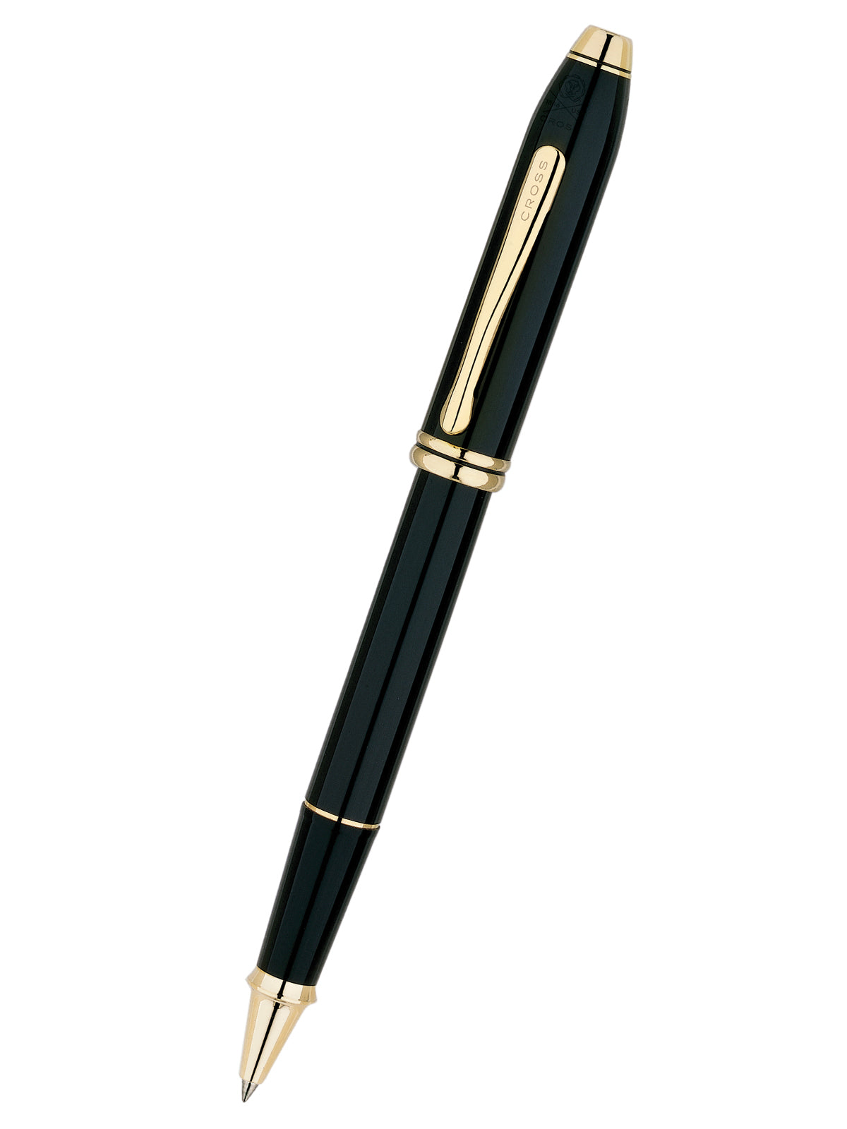 Townsend Classic Black Lacquer Rollerball Pen by A.T. Cross with gold-tone trim on Tampa Home & Garden Store