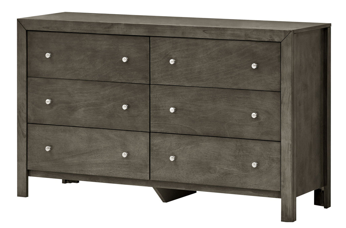 Burlington dresser gray wood finish with 9 drawers and silver knobs on Tampa Home & Garden Store