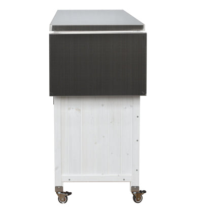 Foldable outdoor kitchen island cart with storage, black base and stainless top, on casters on Tampa Home & Garden Store