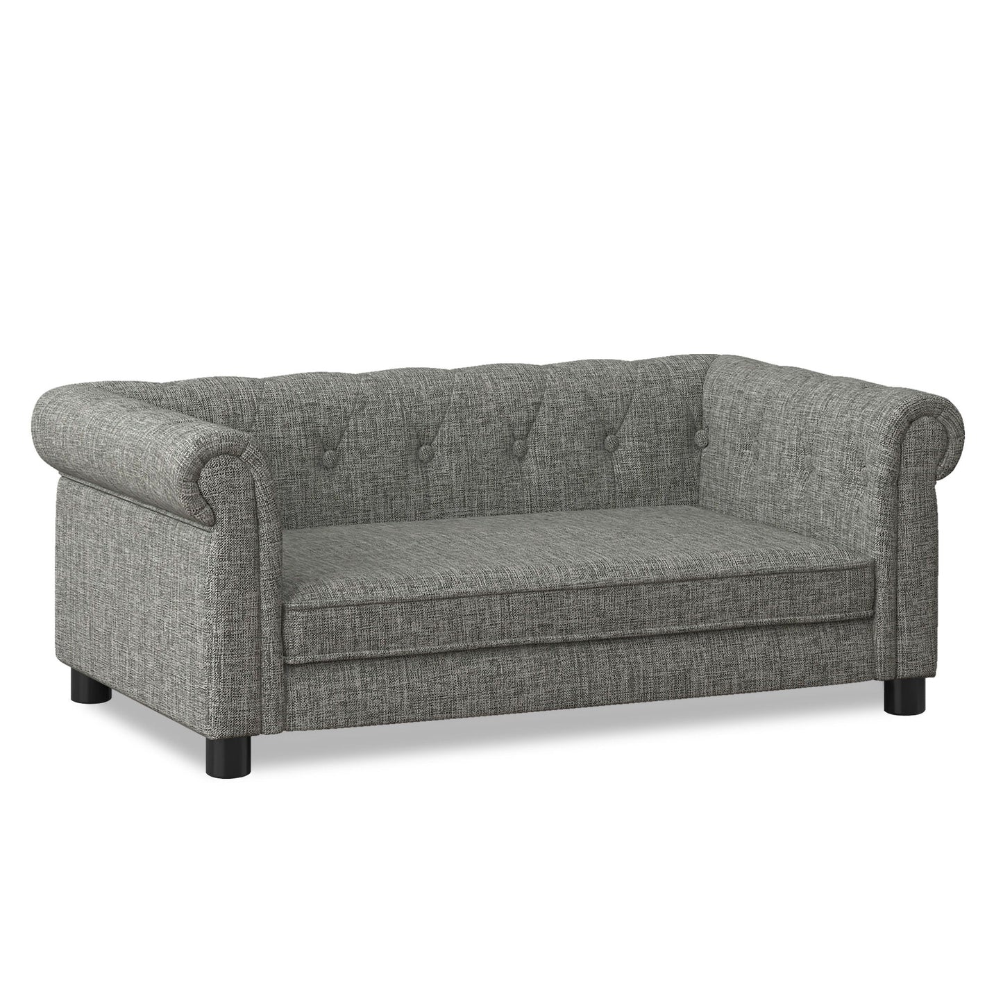 Modern Elegant Rectangle Pet Bed elevated dog sofa in gray textured fabric with black legs on Tampa Home & Garden Store