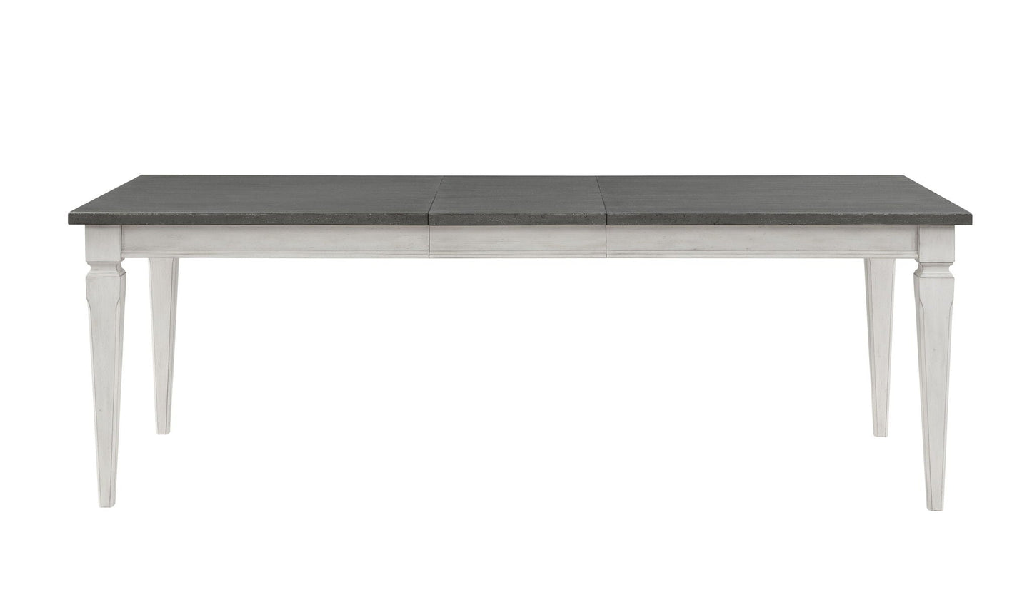 Katia dining table with leaf, gray top and white base, HouseOfZazla on Tampa Home & Garden Store