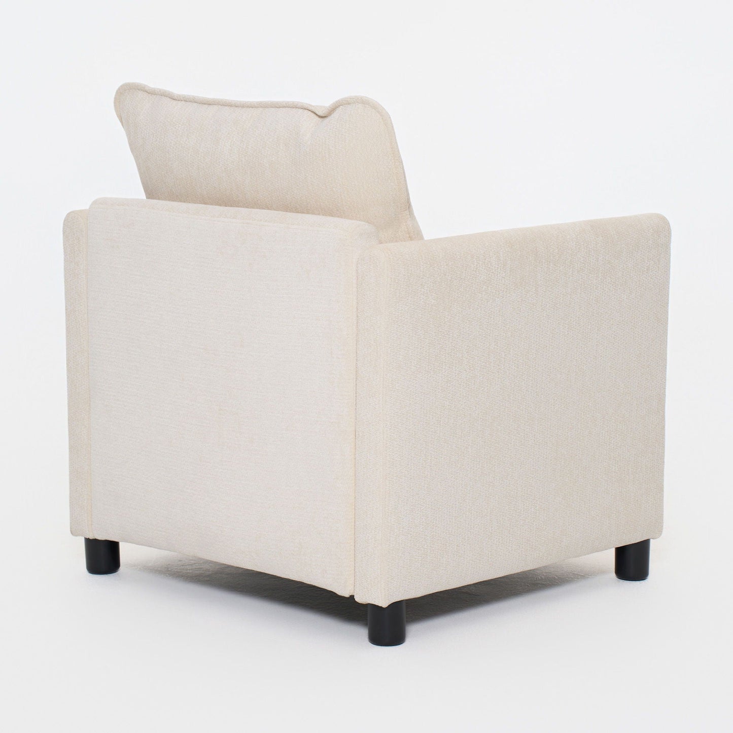 Modern Reading Armchair by HouseOfZazla in beige textured fabric with black legs on Tampa Home & Garden Store