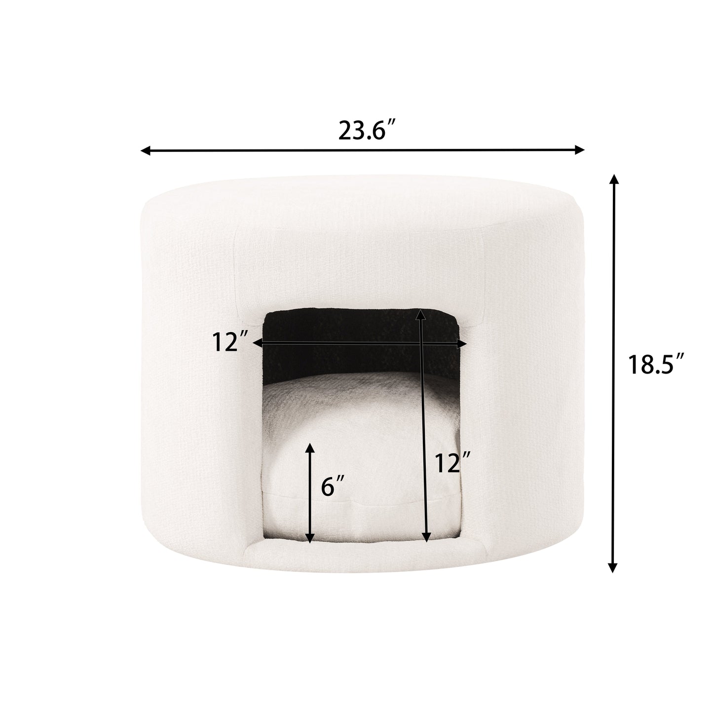 Beige HouseOfZazla pet-friendly ottoman with removable pet cushion and hidden nook on Tampa Home & Garden Store