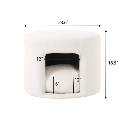 Beige HouseOfZazla pet-friendly ottoman with removable pet cushion and hidden nook on Tampa Home & Garden Store