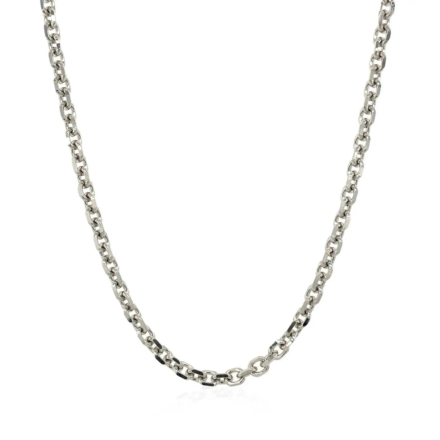 14k white gold diamond-cut cable link chain necklace 2.90 mm on Tampa Home & Garden Store