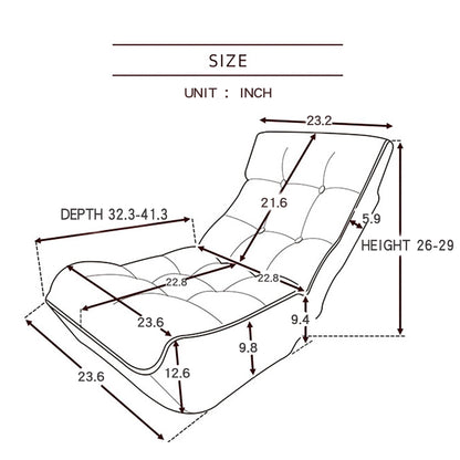 Reclining Japanese Chair Lazy Sofa Adjustable Chair diagram with inches measurements on Tampa Home & Garden Store