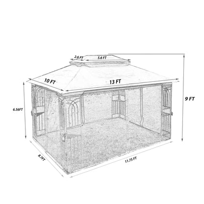 13x10 Outdoor Gazebo Canopy With Double Roof