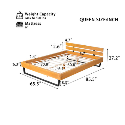 a Queen Pine Bed Frame and Black Iron Accents