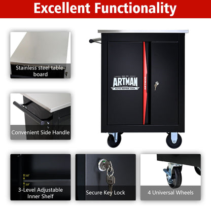 Double Door Steel Tool Cart for the Home and Shop