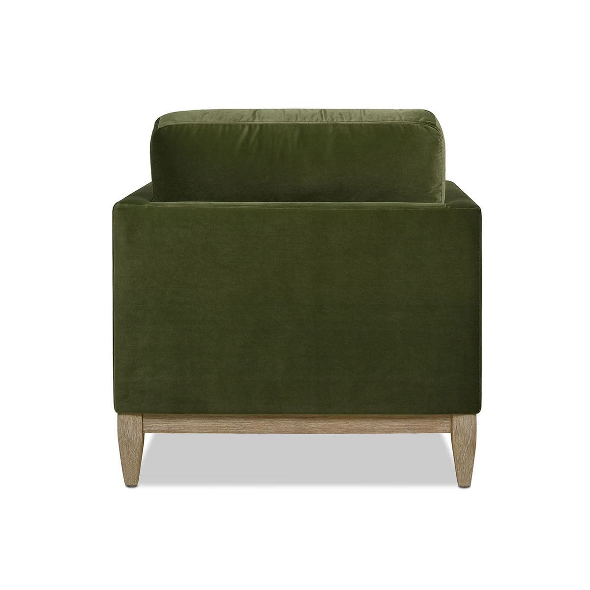 Chaise lounge chair by HouseOfZazla in olive green velvet with removable cushions and wood legs on Tampa Home & Garden Store