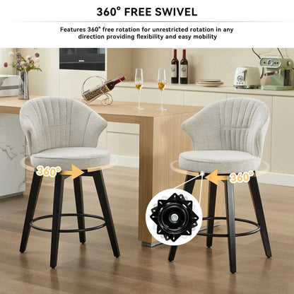 Wing Back Swivel Bar Stools Set of 2 in light gray fabric with black legs Unique Piece Furniture on Tampa Home & Garden Store