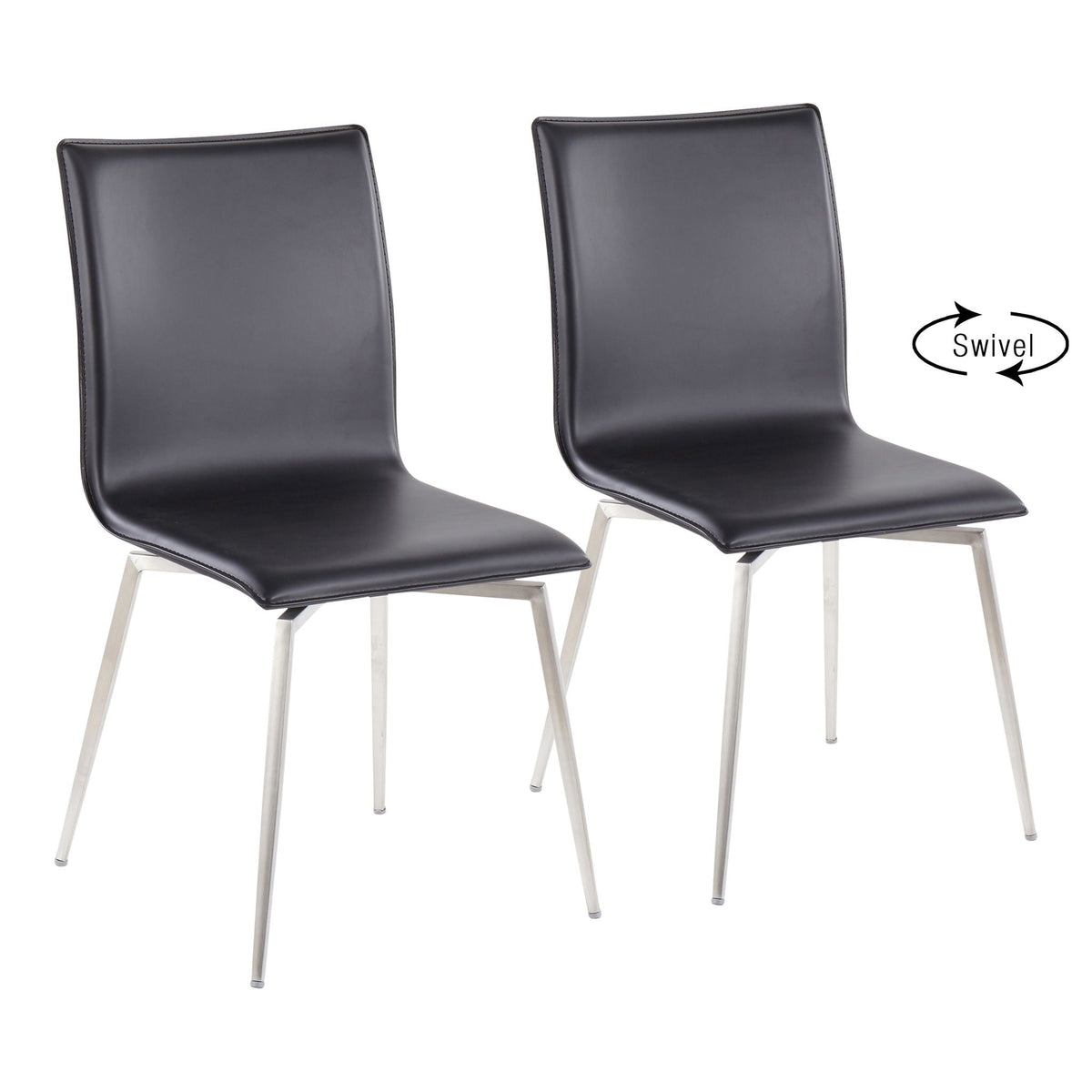 Contemporary upholstered Chair Set of 2 with swivel base in black on Tampa Home & Garden Store