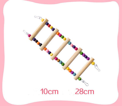 Parrot bird toy ladder with wooden rungs and colorful beads, hanging hooks on Tampa Home & Garden Store