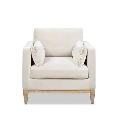 Knox Arm Chair cream upholstery with wood legs and two pillows Unique Piece Furniture on Tampa Home & Garden Store