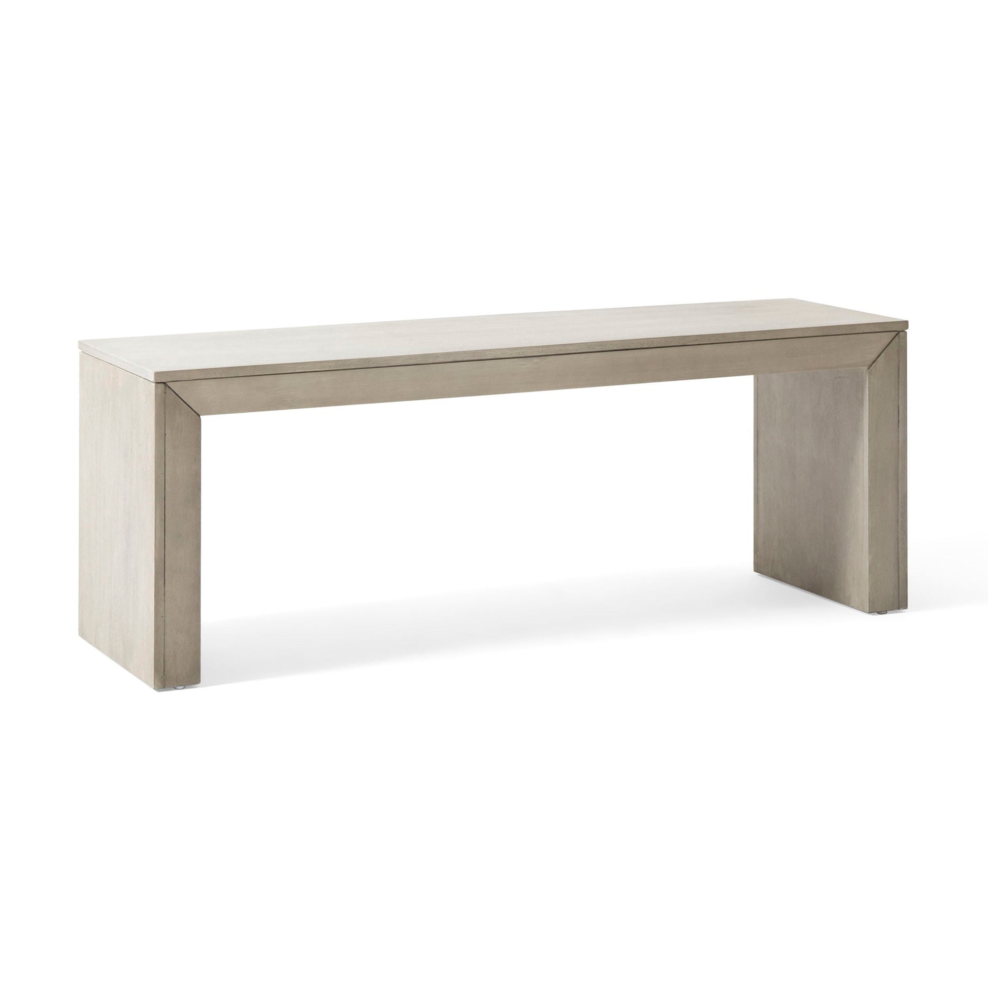 Acacia wood dining bench in light natural finish, farmhouse style outdoor bench on Tampa Home & Garden Store