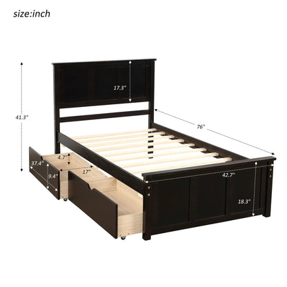 Platform storage bed in dark wood with 2 wheel drawers by Unique Piece Furniture on Tampa Home & Garden Store