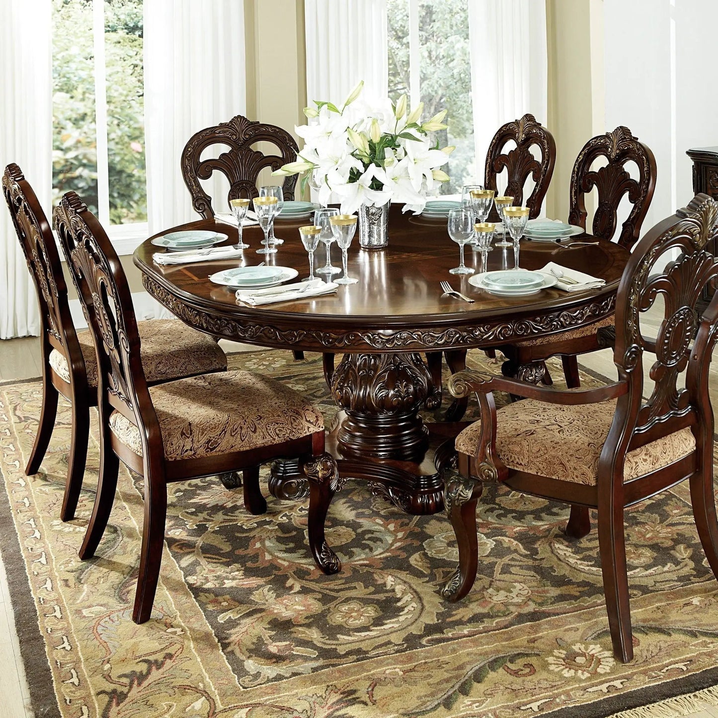 Side Chairs 2 Piece Set Cherry Upholstered Dining