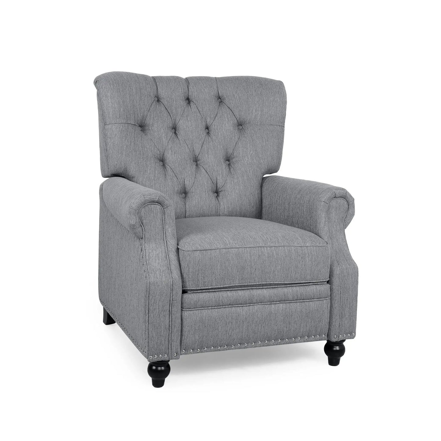 Welch Contemporary Tufted Pushback Recliner in gray textured fabric with button-tufted back on Tampa Home & Garden Store