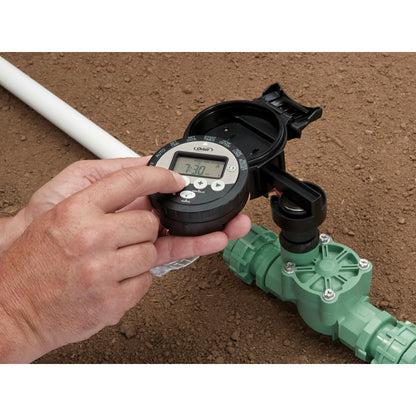 Battery-Powered Sprinkler Controller by Orbit Irrigation in black for underground irrigation on Tampa Home & Garden Store