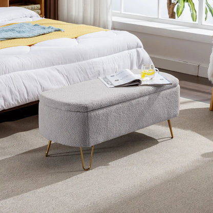 Storage Ottoman Bench with Faux Fur End of Bed