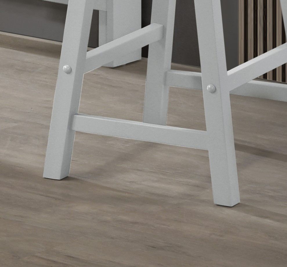 Small space counter-height dining set white wood legs with cross supports on a light floor on Tampa Home & Garden Store