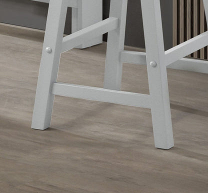 Small space counter-height dining set white wood legs with cross supports on a light floor on Tampa Home & Garden Store