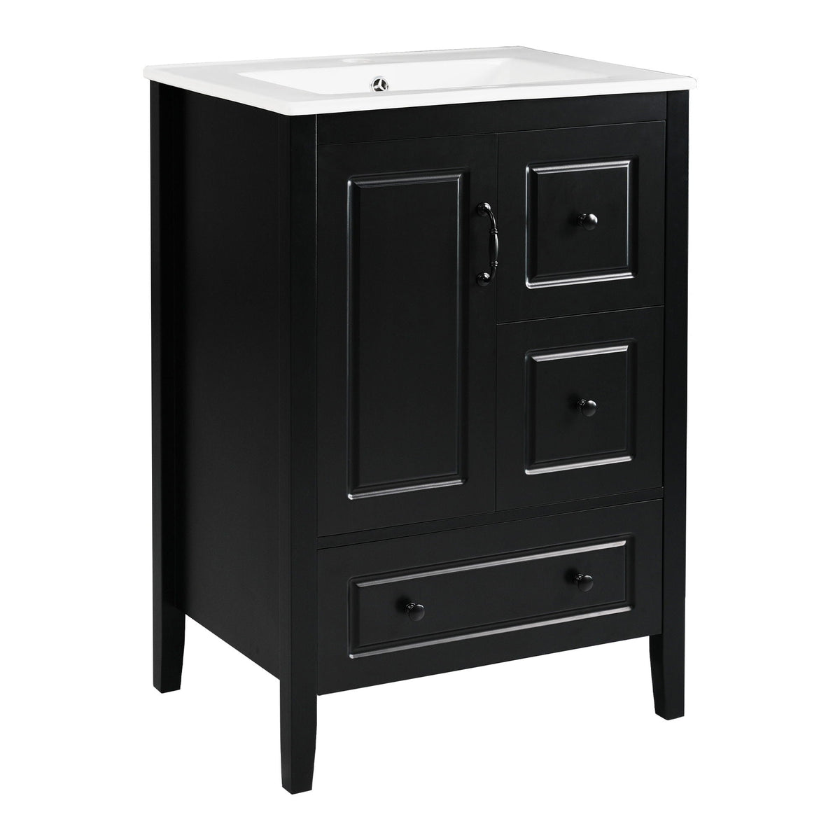 Retro bathroom vanity with ceramic sink, black cabinet, soft-close drawers HouseOfZazla on Tampa Home & Garden Store