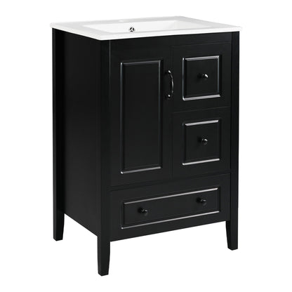 Retro bathroom vanity with ceramic sink, black cabinet, soft-close drawers HouseOfZazla on Tampa Home & Garden Store