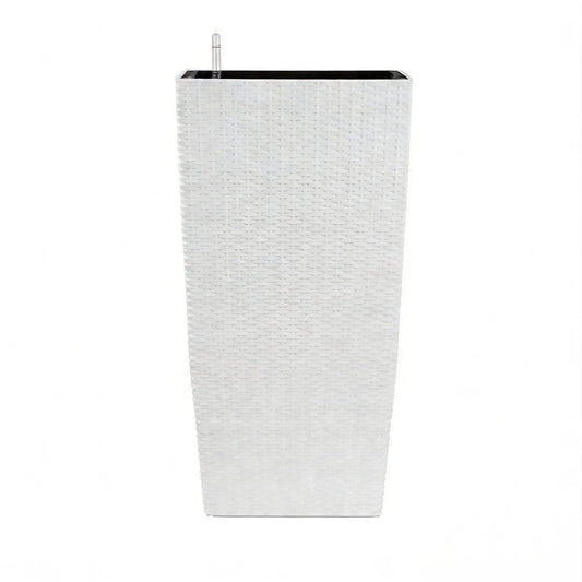Indoor Outdoor Planter With Automatic Watering System white woven rectangular planter on Tampa Home & Garden Store