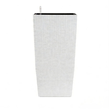 Indoor Outdoor Planter With Automatic Watering System, white woven wicker style, HouseOfZazla on Tampa Home & Garden Store