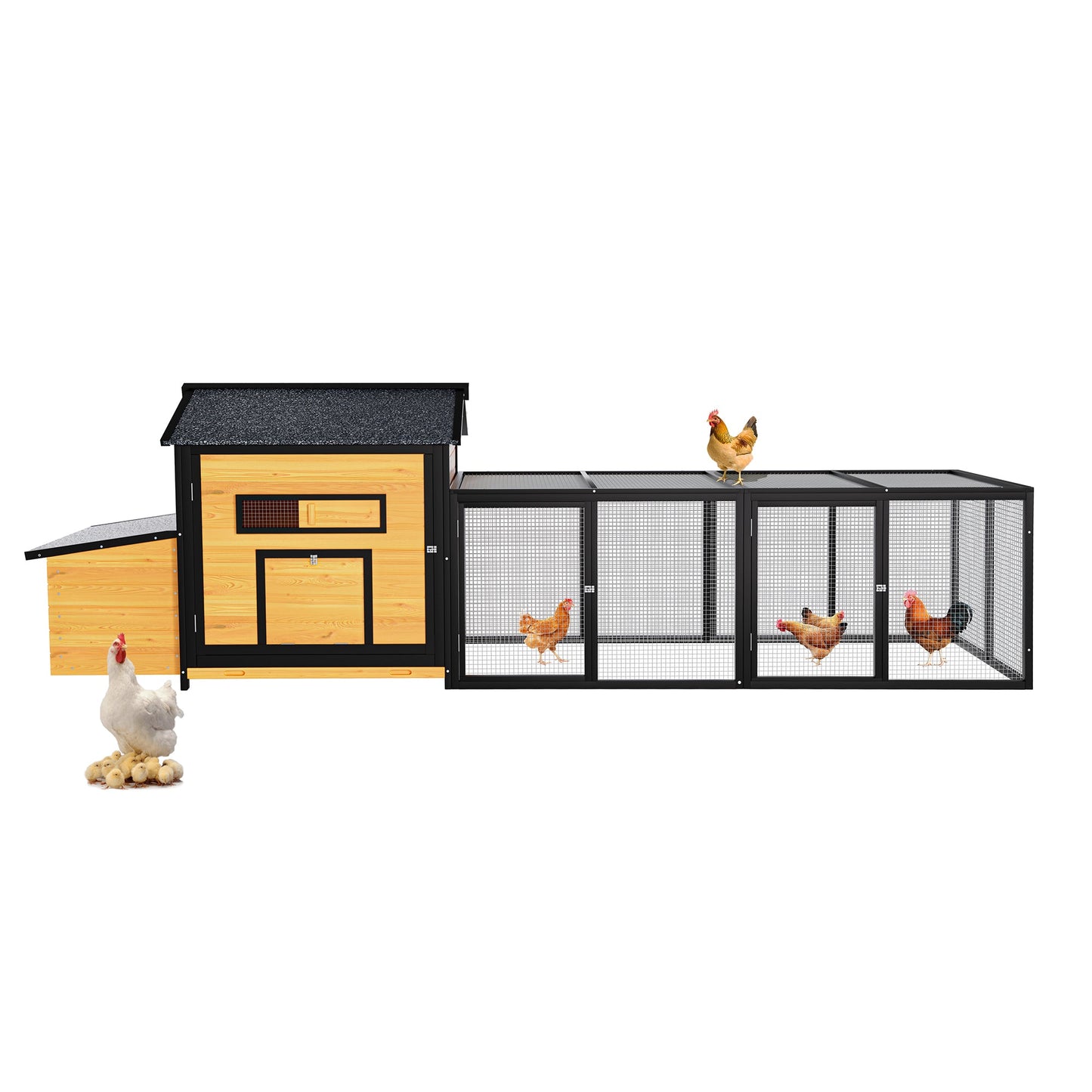 Wooden Chicken Coop and Large Outdoor Run Space