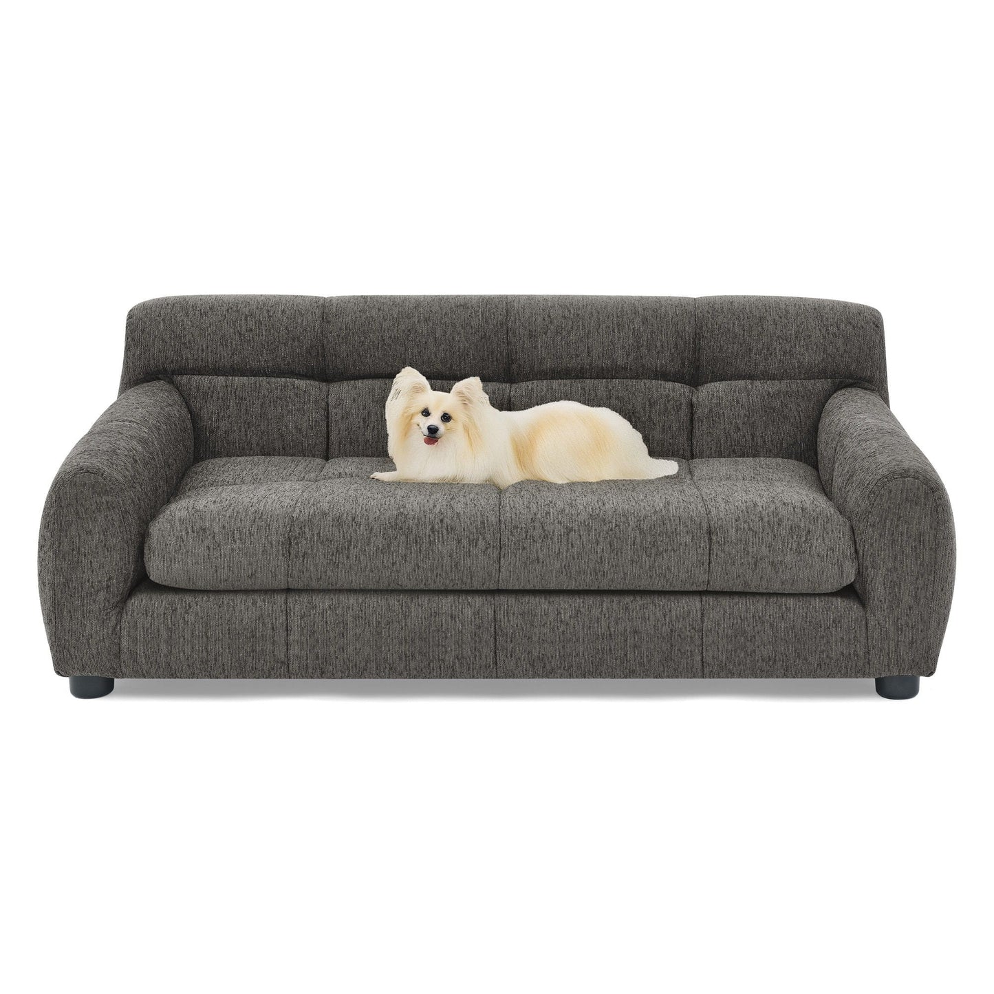 Modern Pet Sofa With Backrest And Armrests dog bed in dark gray textured fabric by HouseOfZazla on Tampa Home & Garden Store