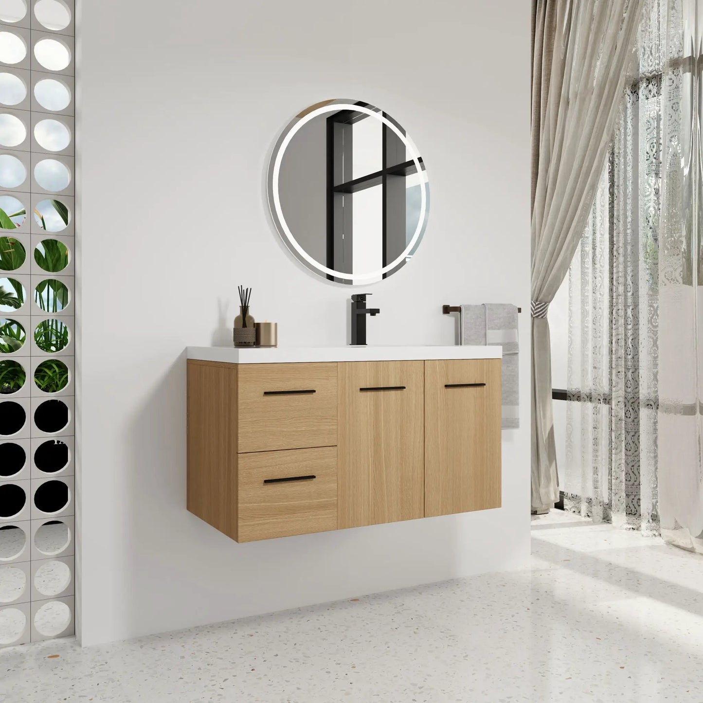 Wall Mounted Floating Vanity Sink and Drawers