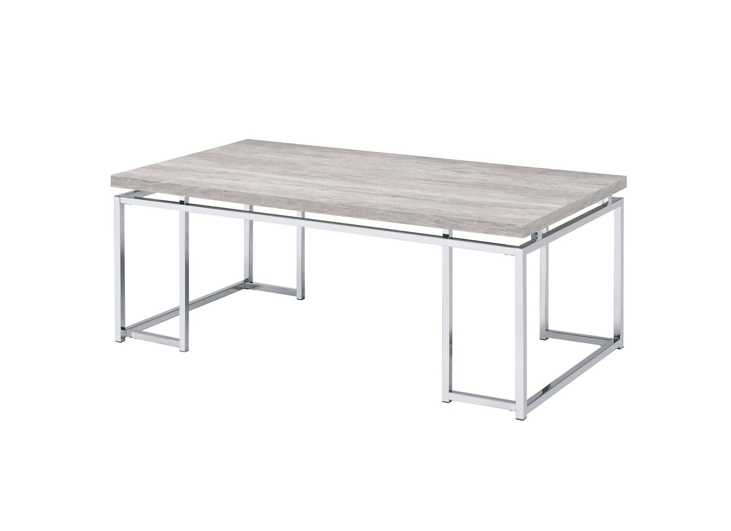 Chafik Table coffee table with light gray wood top and chrome frame HouseOfZazla on Tampa Home & Garden Store