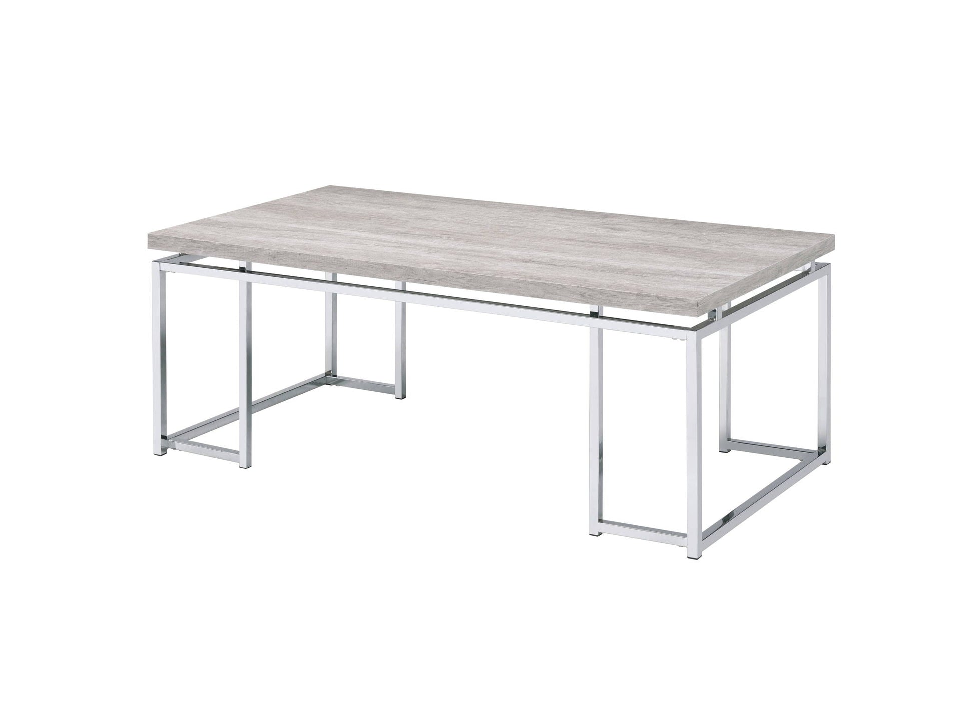 Chafik Table coffee table with light gray wood top and chrome frame HouseOfZazla on Tampa Home & Garden Store