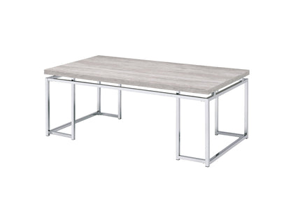 Chafik Table coffee table with light gray wood top and chrome frame HouseOfZazla on Tampa Home & Garden Store