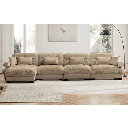 Modern Sectional Sofa with Ottoman and Pillows