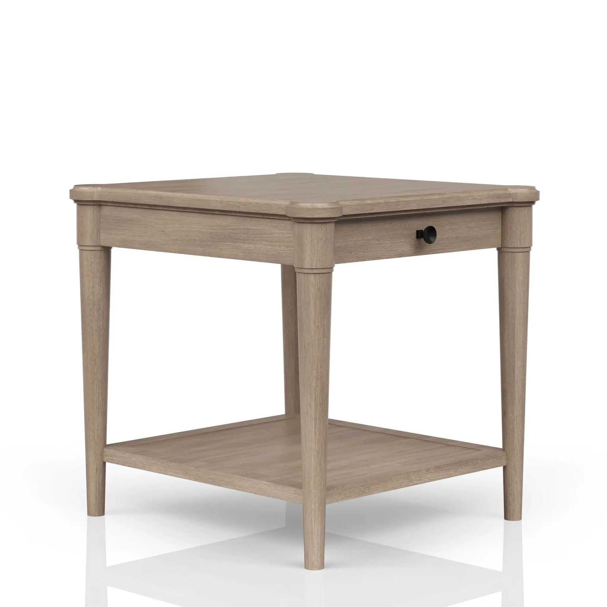 End Table With Storage Drawer in light oak by Unique Piece Furniture with lower shelf on Tampa Home & Garden Store