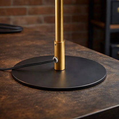 Dimond LED table lamp with on/off switch, black round base and gold stem on Tampa Home & Garden Store