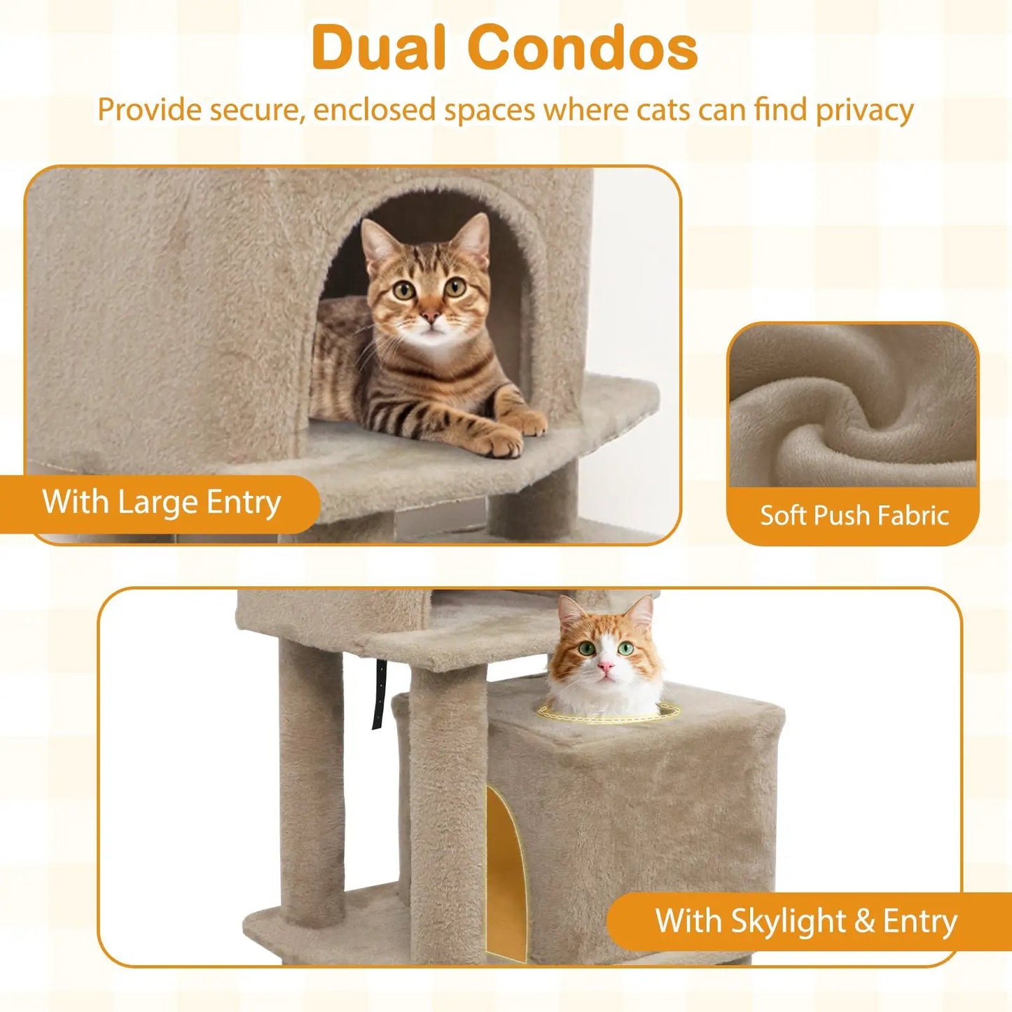 57 Inch Cat Tree with Dual Condos and Hammock