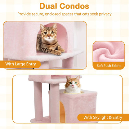 57 Inch Cat Tree with Dual Condos and Hammock