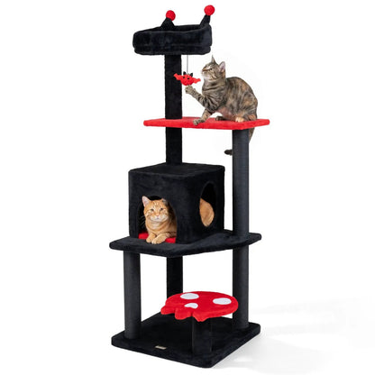 57 Gothic Cat Tower with Perch and Spider Toy