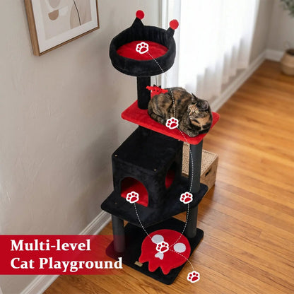 57 Gothic Cat Tower with Perch and Spider Toy