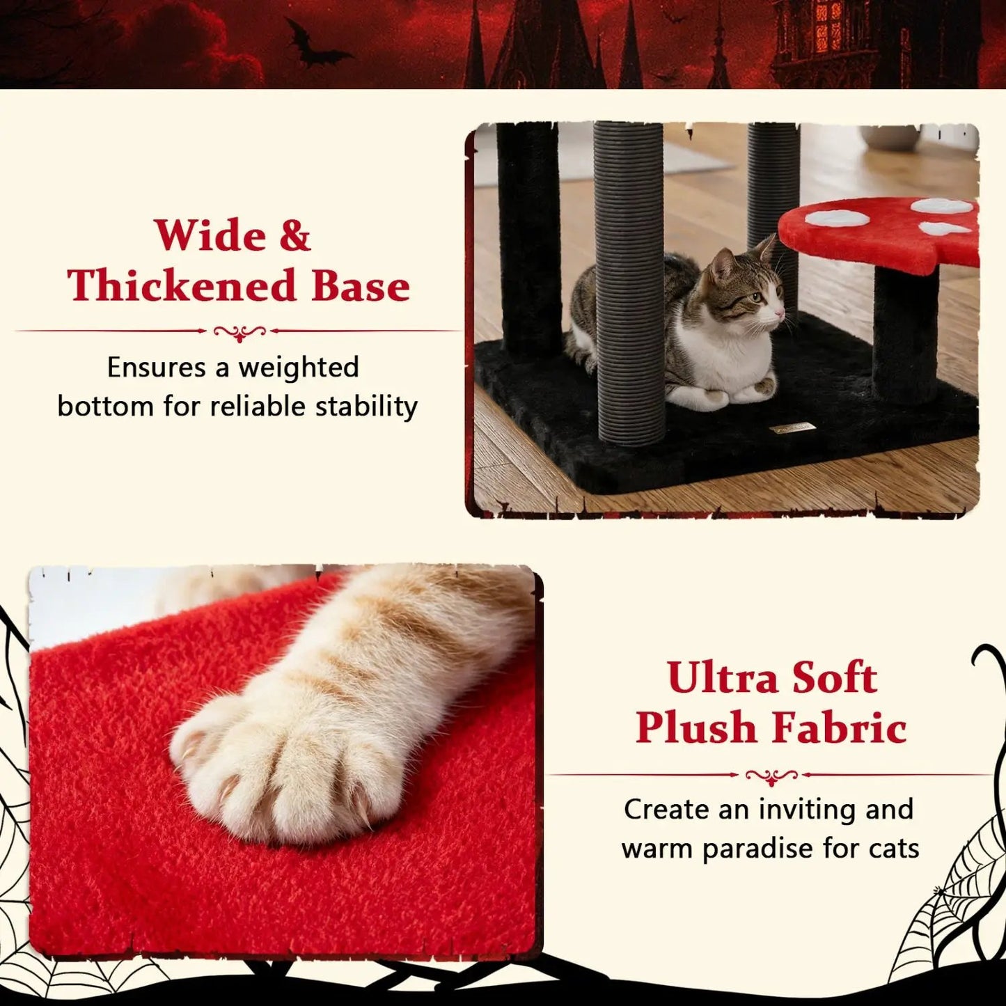 57 Gothic Cat Tower with Perch and Spider Toy