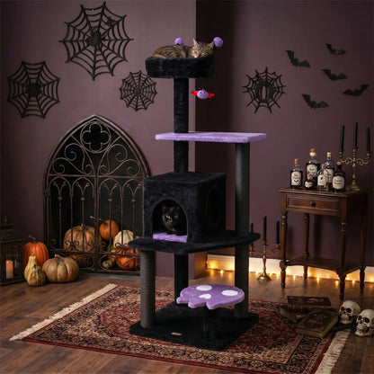 57 Gothic Cat Tower with Perch and Spider Toy