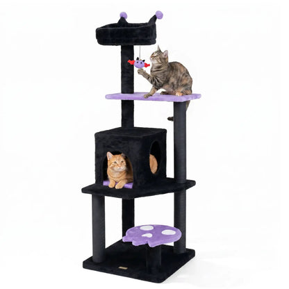57 Gothic Cat Tower with Perch and Spider Toy