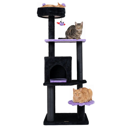 57 Gothic Cat Tower with Perch and Spider Toy
